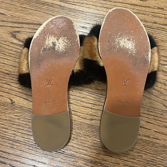 Louis Vuitton "Lock It" Slide Sandal with Genuine Mink Fur, size 37 - Picture 4 of 5